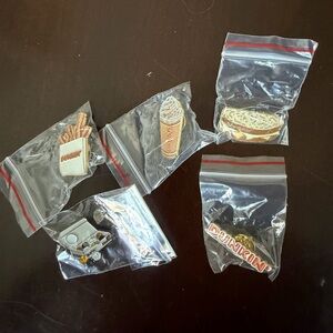 Set of 5 Dunkin' Themed Enamel Lapel Pins. Collectible